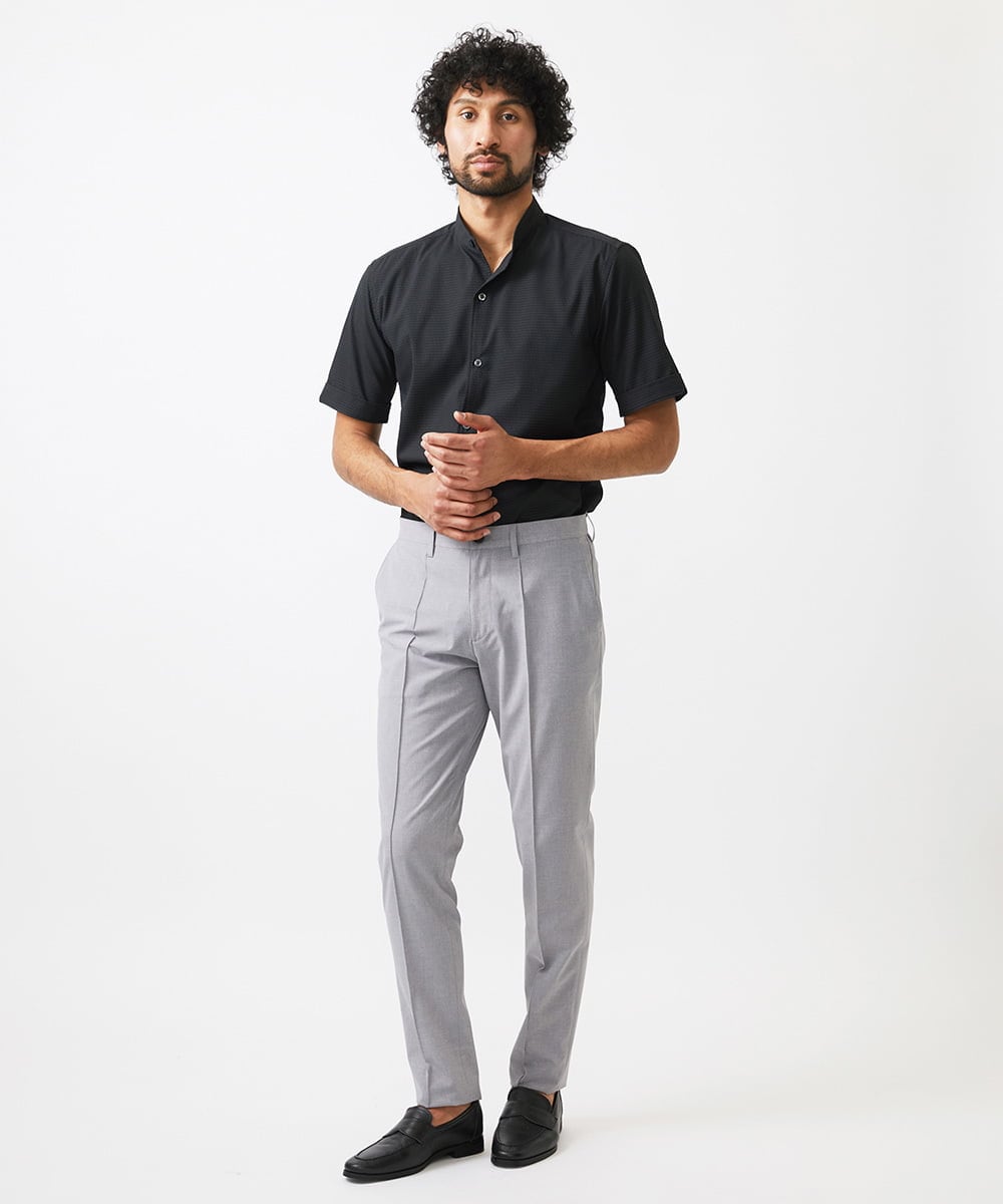MNBJC63230 MICHEL KLEIN HOMME(ミッシェルクラン オム) バンドカラー半袖シャツ ブラック