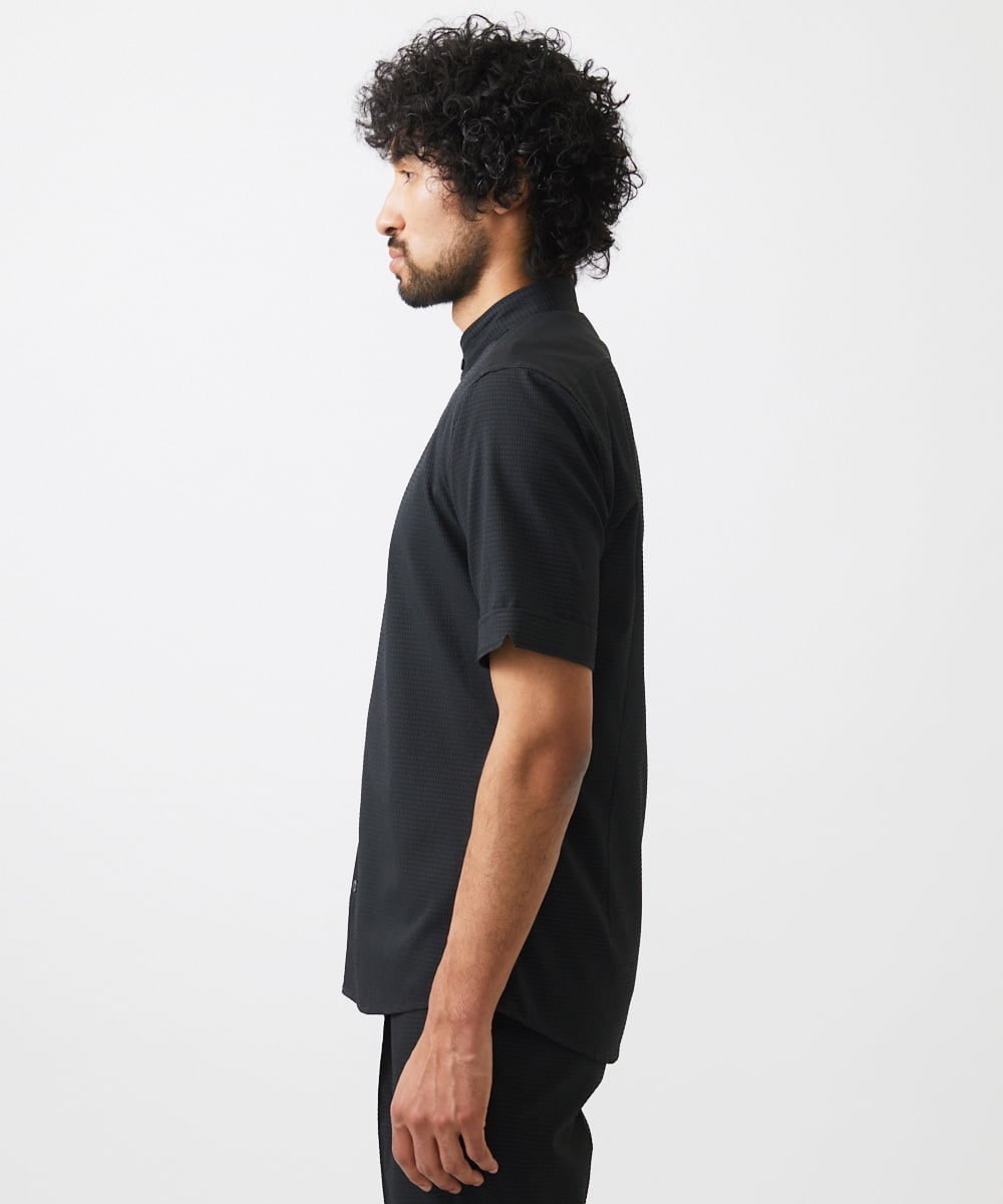 MNBJC63230 MICHEL KLEIN HOMME(ミッシェルクラン オム) バンドカラー半袖シャツ ブラック