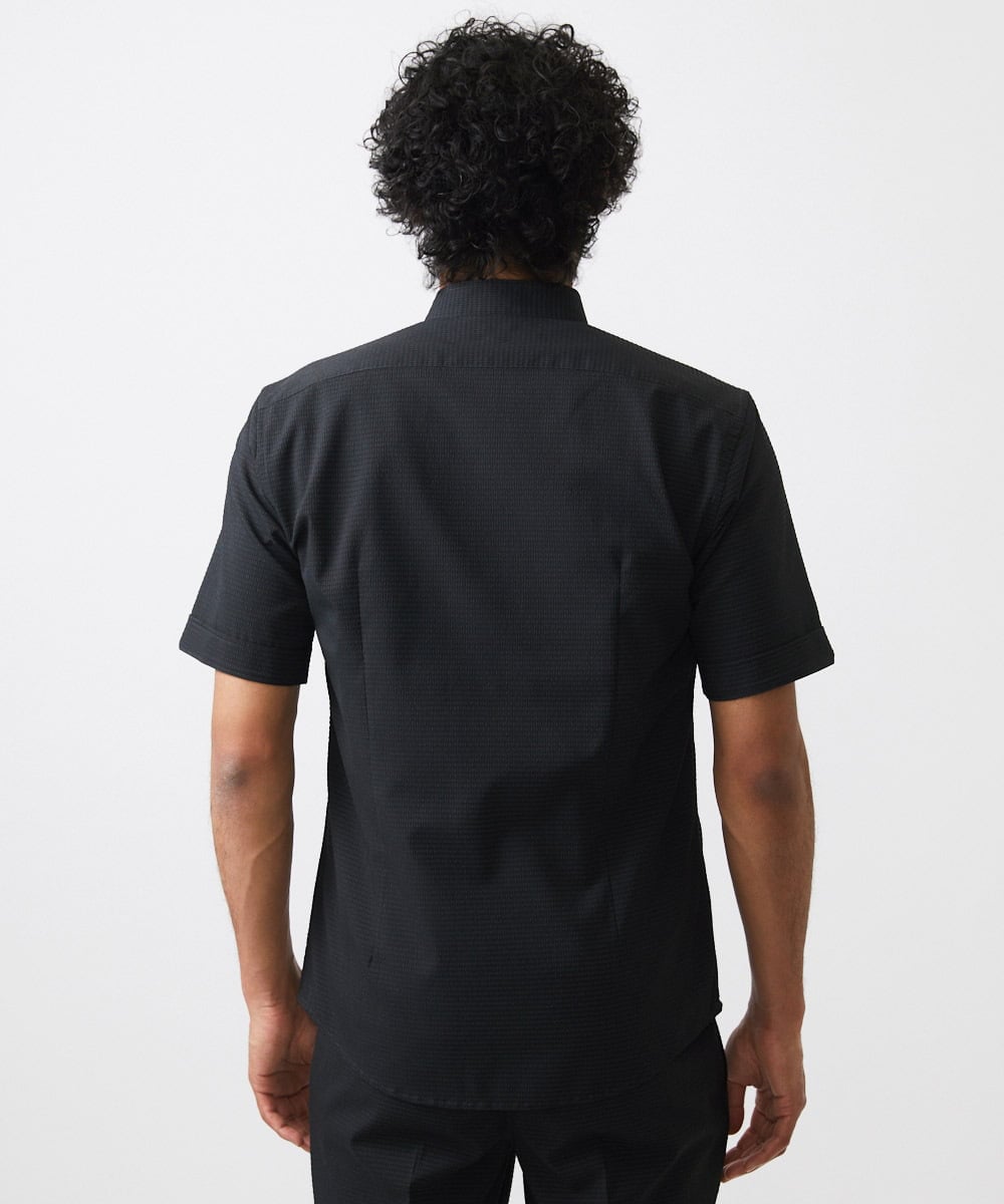 MNBJC63230 MICHEL KLEIN HOMME(ミッシェルクラン オム) バンドカラー半袖シャツ ブラック