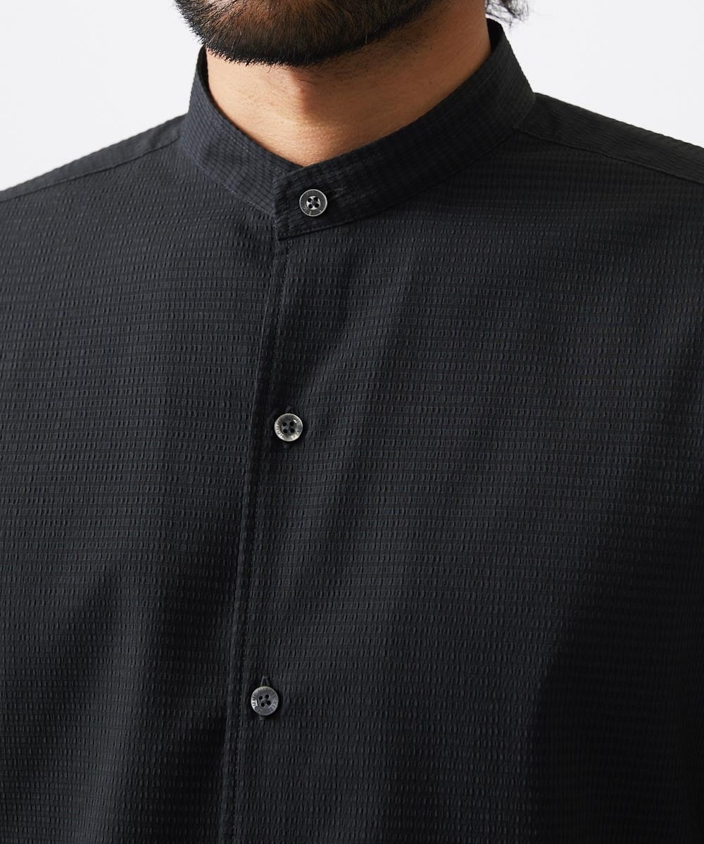 MNBJC63230 MICHEL KLEIN HOMME(ミッシェルクラン オム) バンドカラー半袖シャツ ブラック