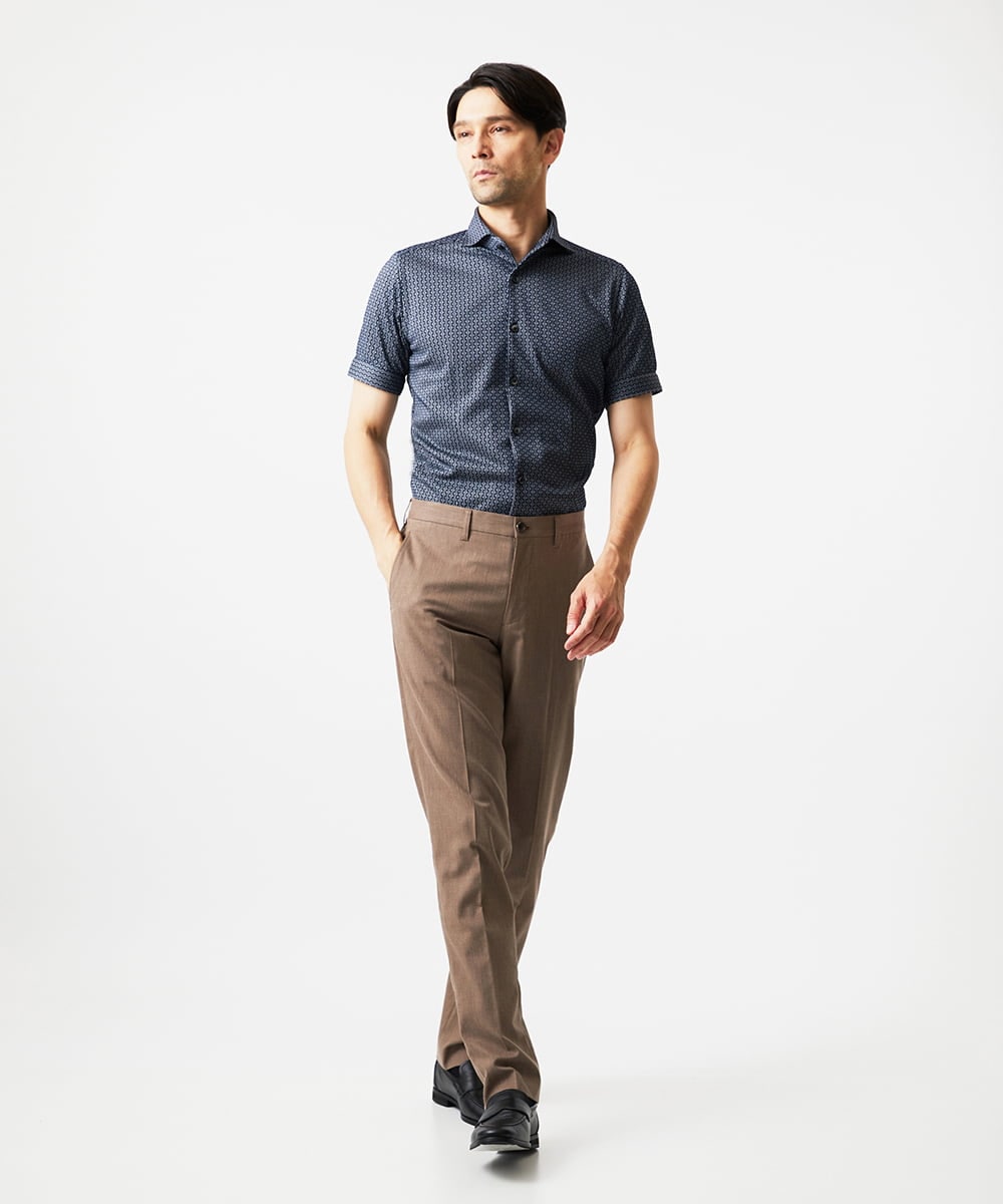 MNBJC69200 MICHEL KLEIN HOMME(ミッシェルクラン オム) 《日本製》ジャガード半袖シャツ ネイビー