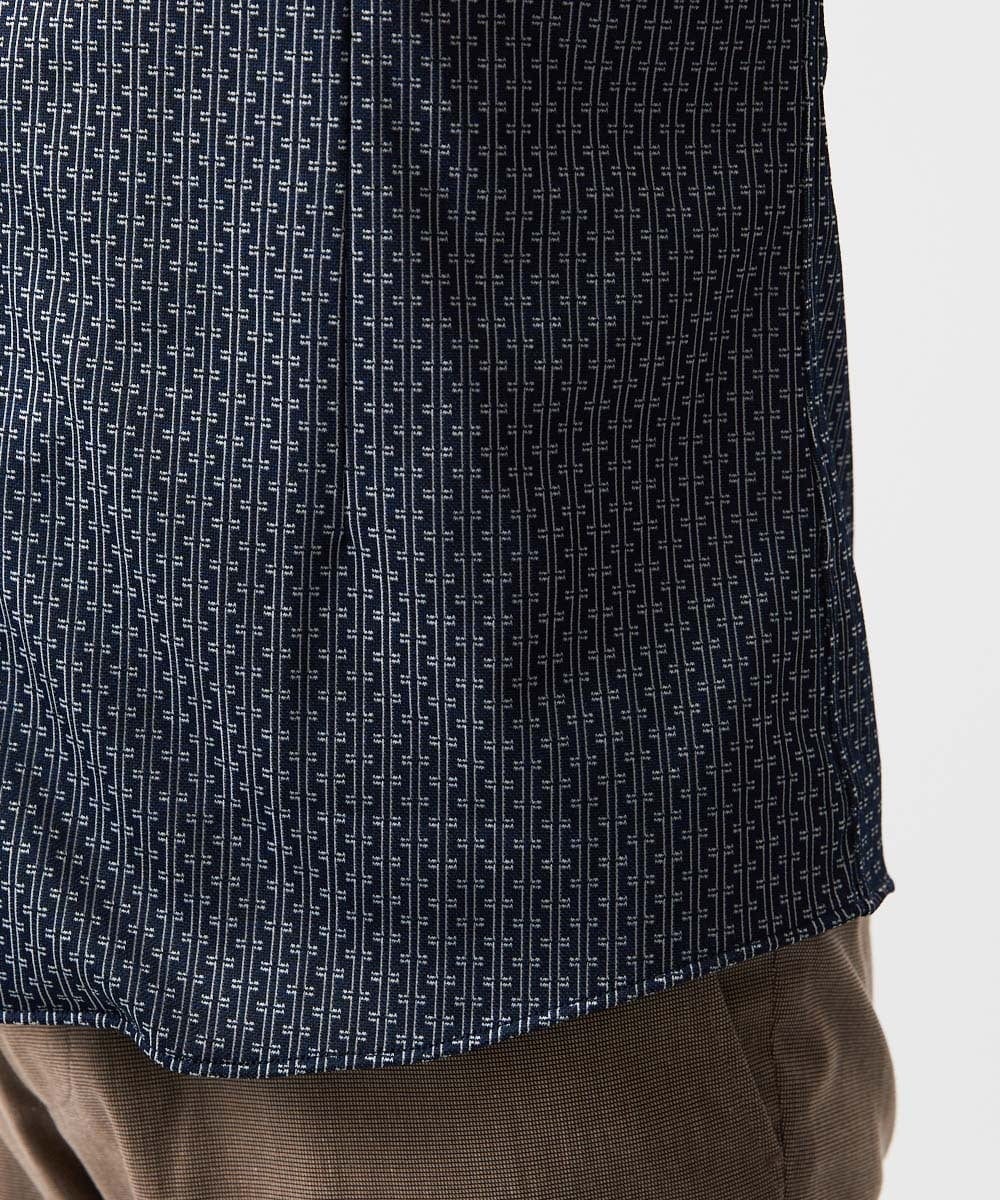 MNBJC69200 MICHEL KLEIN HOMME(ミッシェルクラン オム) 《日本製》ジャガード半袖シャツ ネイビー