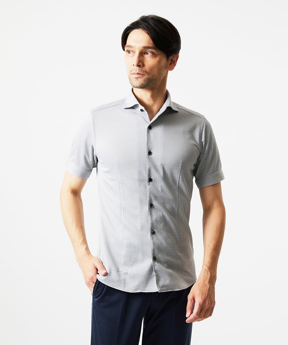 MNBJC69200 MICHEL KLEIN HOMME 《日本製》ジャガード半袖シャツ