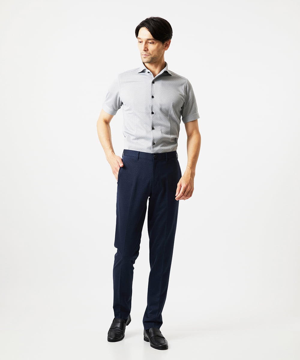MNBJC69200 MICHEL KLEIN HOMME(ミッシェルクラン オム) 《日本製》ジャガード半袖シャツ ライトグレー