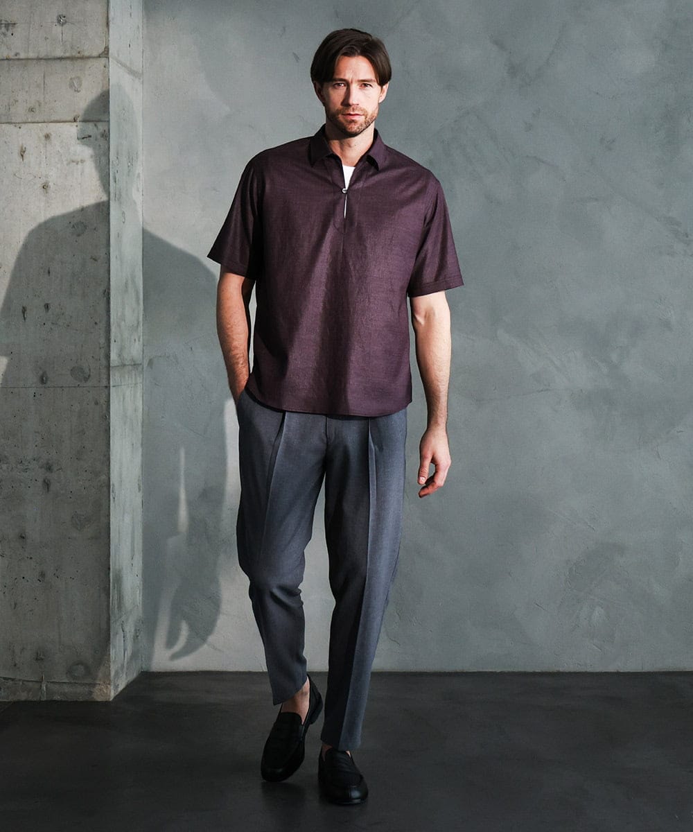 MNBJD51270 MICHEL KLEIN HOMME(ミッシェルクラン オム) 【セットアップ】カプリ半袖シャツ パープル