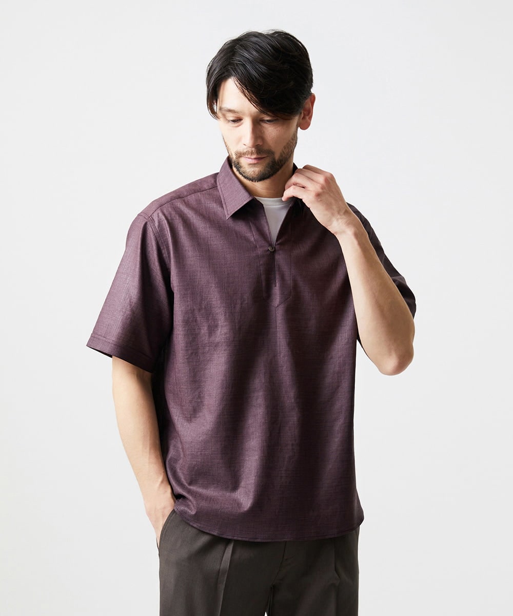 MNBJD51270 MICHEL KLEIN HOMME(ミッシェルクラン オム) 【セットアップ】カプリ半袖シャツ パープル
