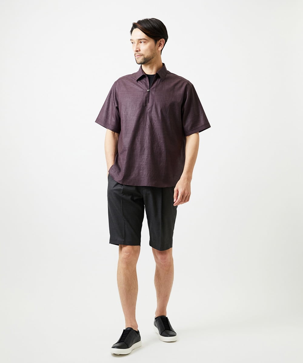 MNBJD51270 MICHEL KLEIN HOMME(ミッシェルクラン オム) 【セットアップ】カプリ半袖シャツ パープル
