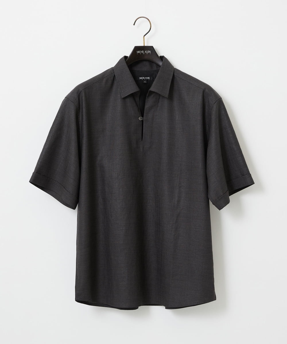 MNBJD51270 MICHEL KLEIN HOMME(ミッシェルクラン オム) 【セットアップ】カプリ半袖シャツ ダークグレー