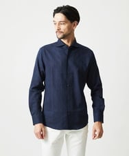 MNBJD53230 MICHEL KLEIN HOMME(ミッシェルクラン オム) コットンウェーブ長袖シャツ ネイビー