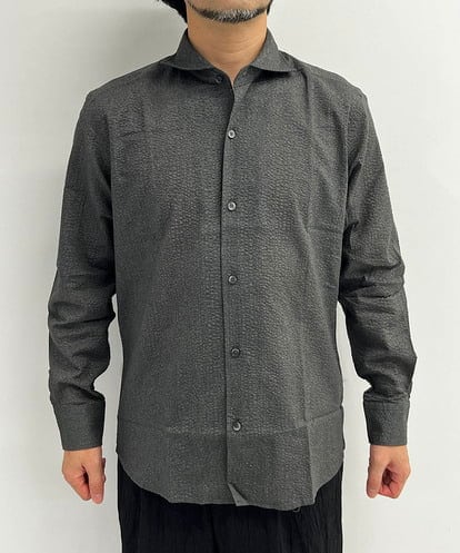 MNBJD53230 MICHEL KLEIN HOMME コットンウェーブ長袖シャツ