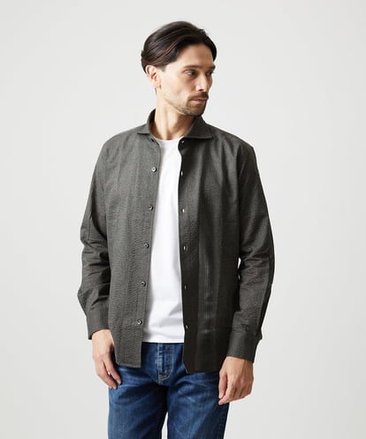 MNBJD53230 MICHEL KLEIN HOMME コットンウェーブ長袖シャツ