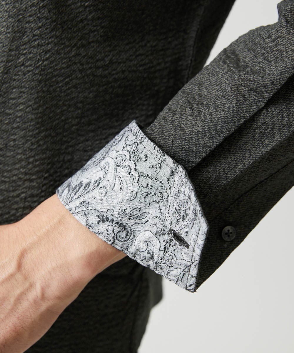 MNBJD53230 MICHEL KLEIN HOMME(ミッシェルクラン オム) コットンウェーブ長袖シャツ ダークグレー