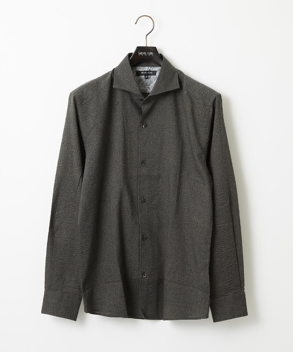 MNBJD53230 MICHEL KLEIN HOMME(ミッシェルクラン オム) コットンウェーブ長袖シャツ ダークグレー