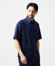 MNBJD63250 MICHEL KLEIN HOMME(ミッシェルクラン オム) 【セットアップ】異素材コンビ半袖シャツ ブルー