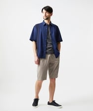 MNBJD63250 MICHEL KLEIN HOMME(ミッシェルクラン オム) 【セットアップ】異素材コンビ半袖シャツ ブルー