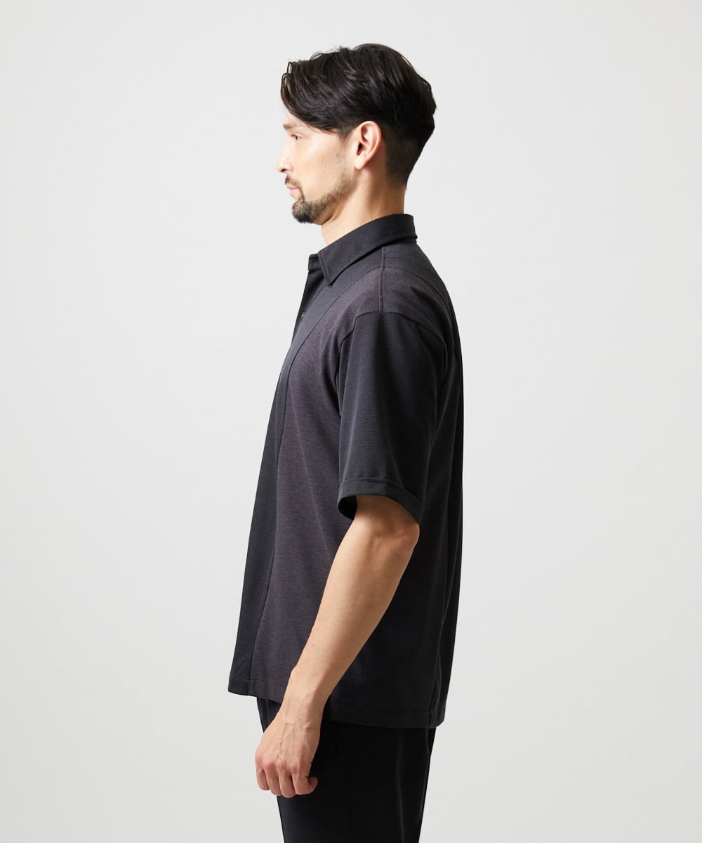 MNBJD63250 MICHEL KLEIN HOMME(ミッシェルクラン オム) 【セットアップ】異素材コンビ半袖シャツ ダークグレー