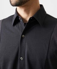 MNBJD63250 MICHEL KLEIN HOMME(ミッシェルクラン オム) 【セットアップ】異素材コンビ半袖シャツ ダークグレー