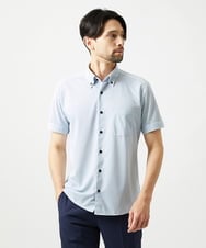 MNBJF68200 MICHEL KLEIN HOMME(ミッシェルクラン オム) 《日本製》ボタンダウン 柄半袖シャツ ライトブルー