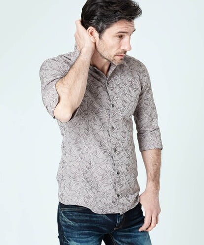 MNBJS35250 MICHEL KLEIN HOMME 《日本製》ボタニカル柄7分袖シャツ