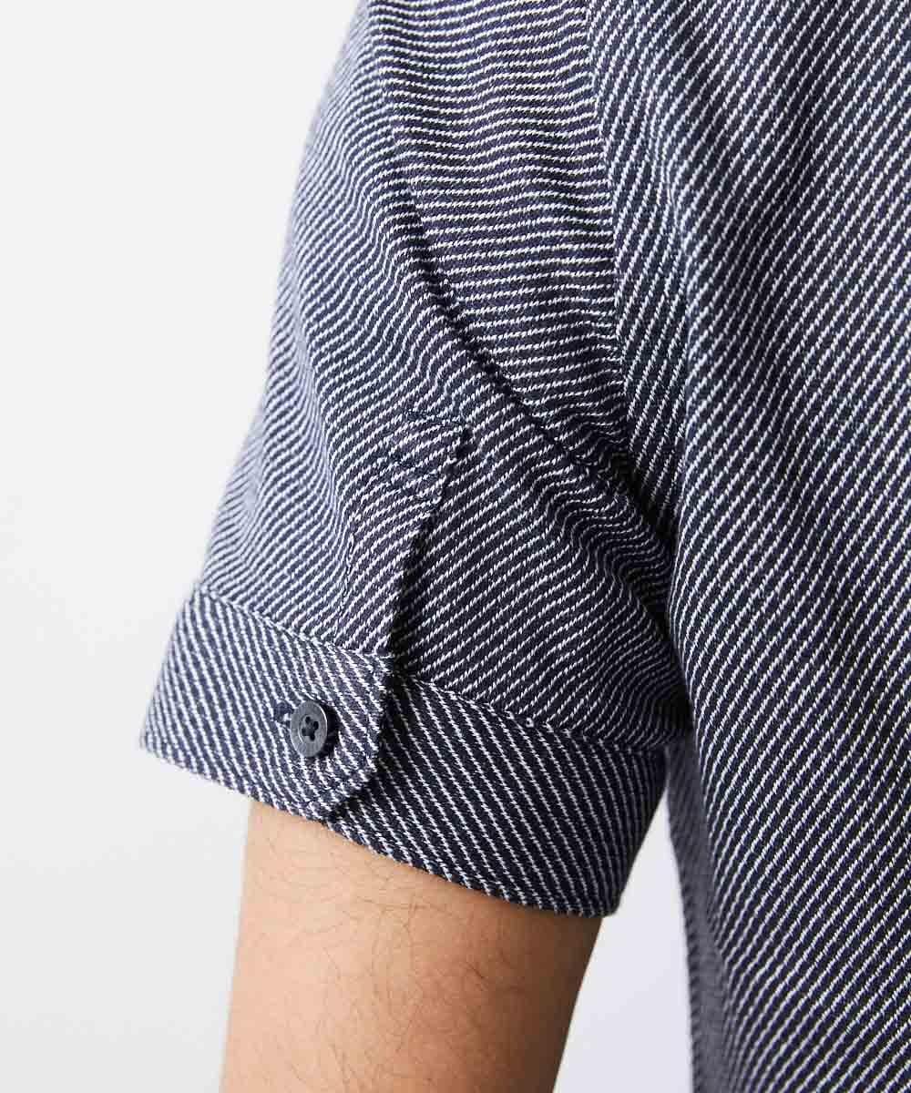 MNBJS50170 MICHEL KLEIN HOMME(ミッシェルクラン オム) 《日本製》ストレッチラッセル半袖シャツ ネイビー