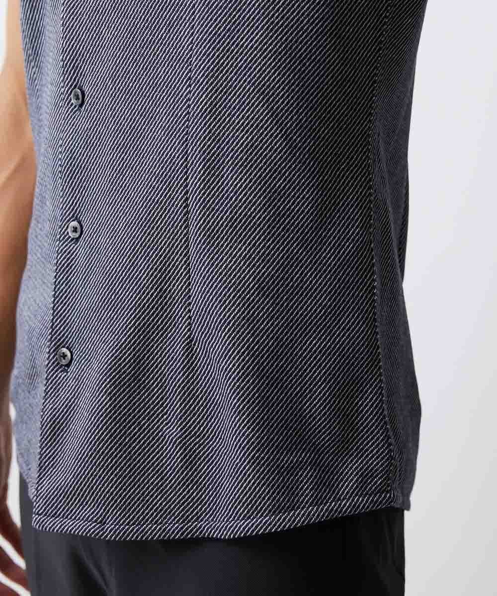 MNBJS50170 MICHEL KLEIN HOMME(ミッシェルクラン オム) 《日本製》ストレッチラッセル半袖シャツ ネイビー