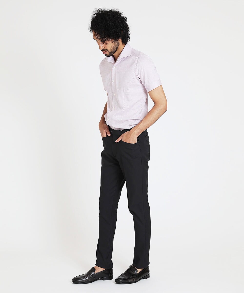 MNBJS50170 MICHEL KLEIN HOMME(ミッシェルクラン オム) 《日本製》ストレッチラッセル半袖シャツ ラベンダー