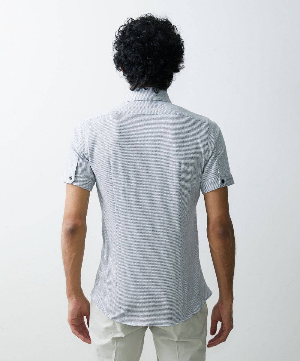 MNBJS50170 MICHEL KLEIN HOMME(ミッシェルクラン オム) 《日本製》ストレッチラッセル半袖シャツ ホワイト