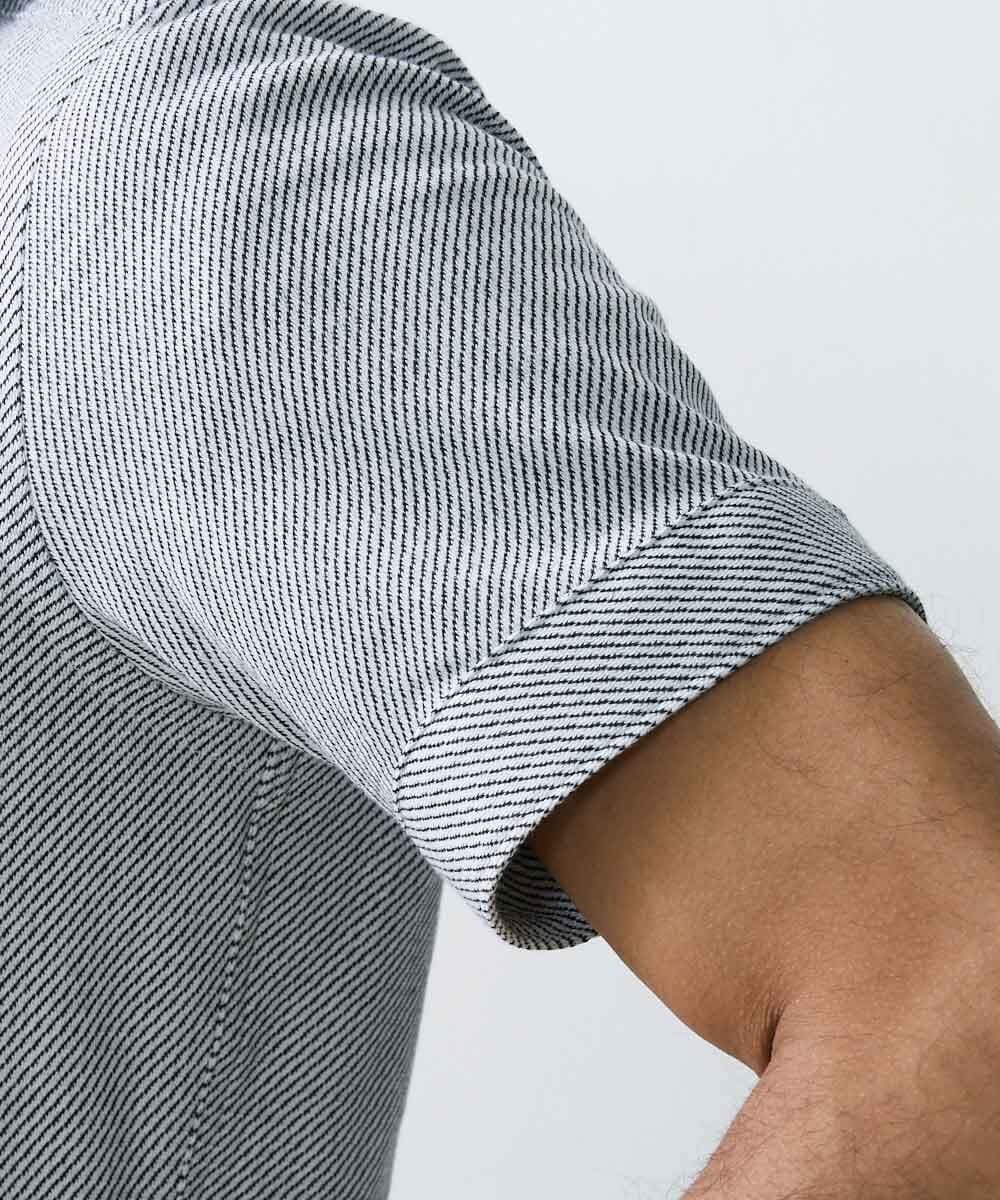 MNBJS50170 MICHEL KLEIN HOMME(ミッシェルクラン オム) 《日本製》ストレッチラッセル半袖シャツ ホワイト