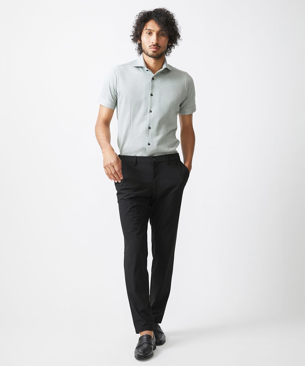 MNBJX47200 MICHEL KLEIN HOMME(ミッシェルクラン オム) 《日本製》ジャージ半袖シャツ グリーン