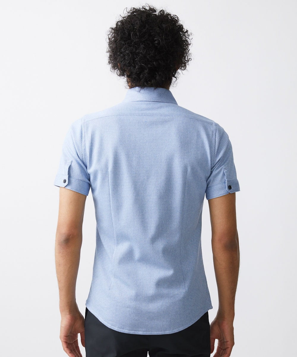 MNBJX47200 MICHEL KLEIN HOMME(ミッシェルクラン オム) 《日本製》ジャージ半袖シャツ ライトブルー