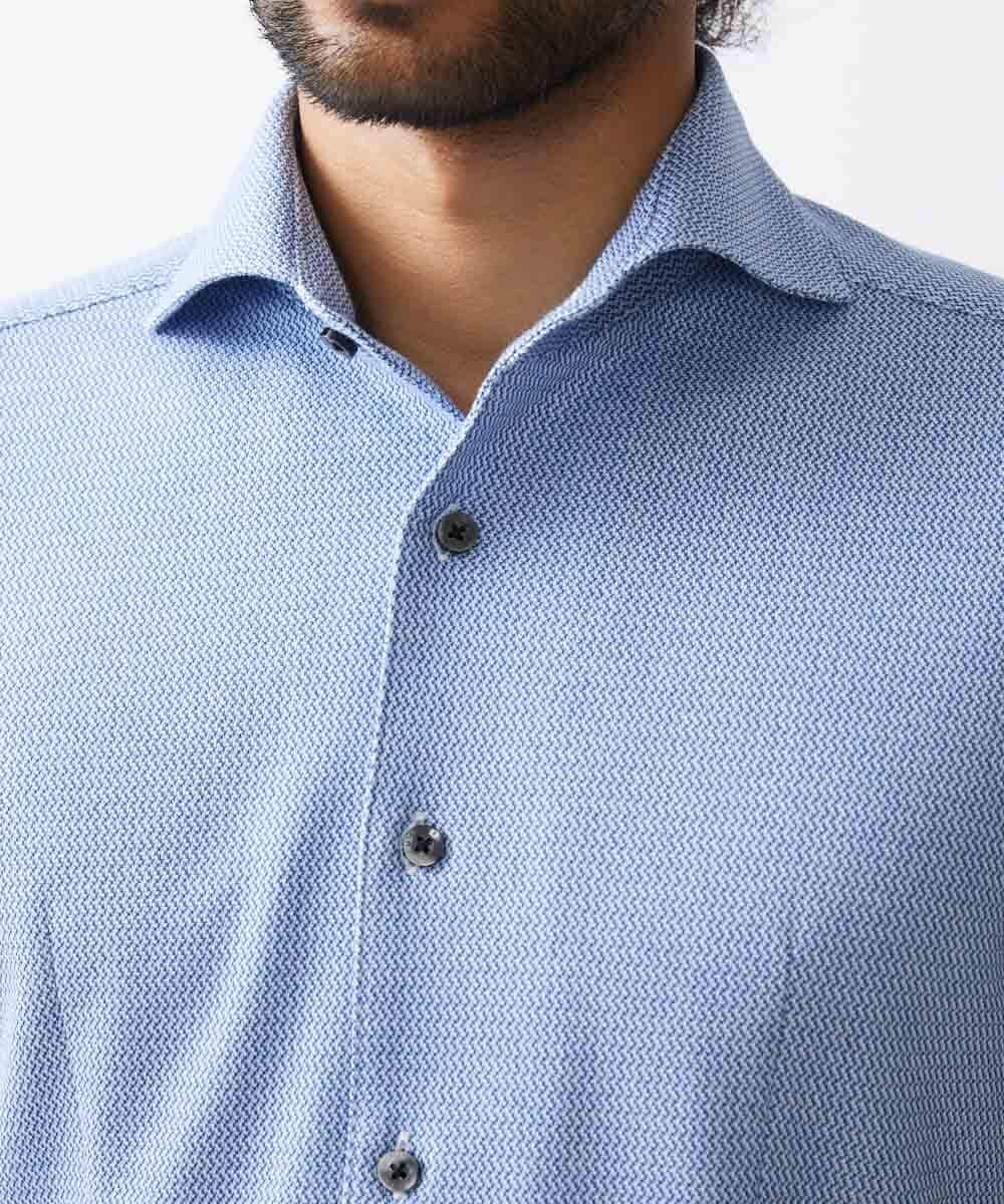 MNBJX47200 MICHEL KLEIN HOMME(ミッシェルクラン オム) 《日本製》ジャージ半袖シャツ ライトブルー