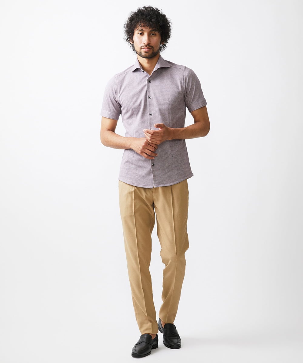 MNBJX47200 MICHEL KLEIN HOMME(ミッシェルクラン オム) 《日本製》ジャージ半袖シャツ パープル