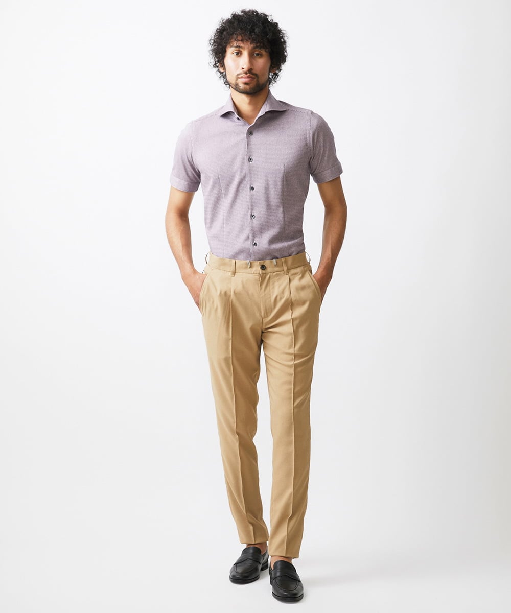 MNBJX47200 MICHEL KLEIN HOMME(ミッシェルクラン オム) 《日本製》ジャージ半袖シャツ パープル