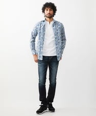 MNBJX50290 MICHEL KLEIN HOMME(ミッシェルクラン オム) 《日本製》フラワー柄長袖シャツ ネイビー