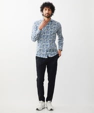 MNBJX50290 MICHEL KLEIN HOMME(ミッシェルクラン オム) 《日本製》フラワー柄長袖シャツ ネイビー