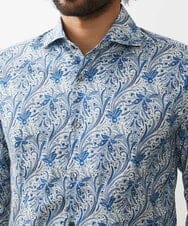 MNBJX50290 MICHEL KLEIN HOMME(ミッシェルクラン オム) 《日本製》フラワー柄長袖シャツ ネイビー