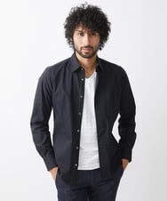MNBJX58230 MICHEL KLEIN HOMME(ミッシェルクラン オム) スマートストレッチ長袖シャツ ブラック