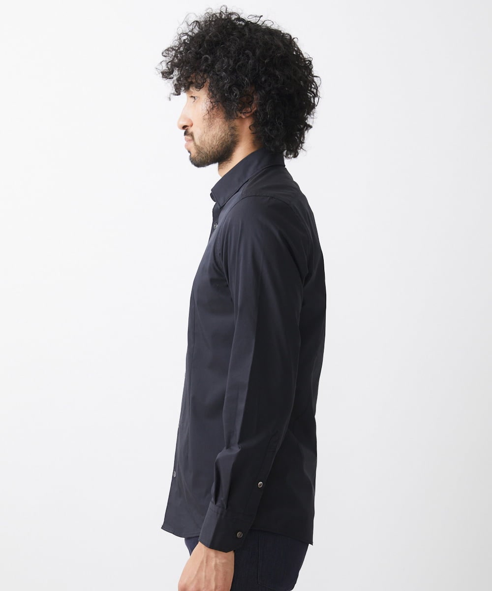 MNBJX58230 MICHEL KLEIN HOMME(ミッシェルクラン オム) スマートストレッチ長袖シャツ ブラック