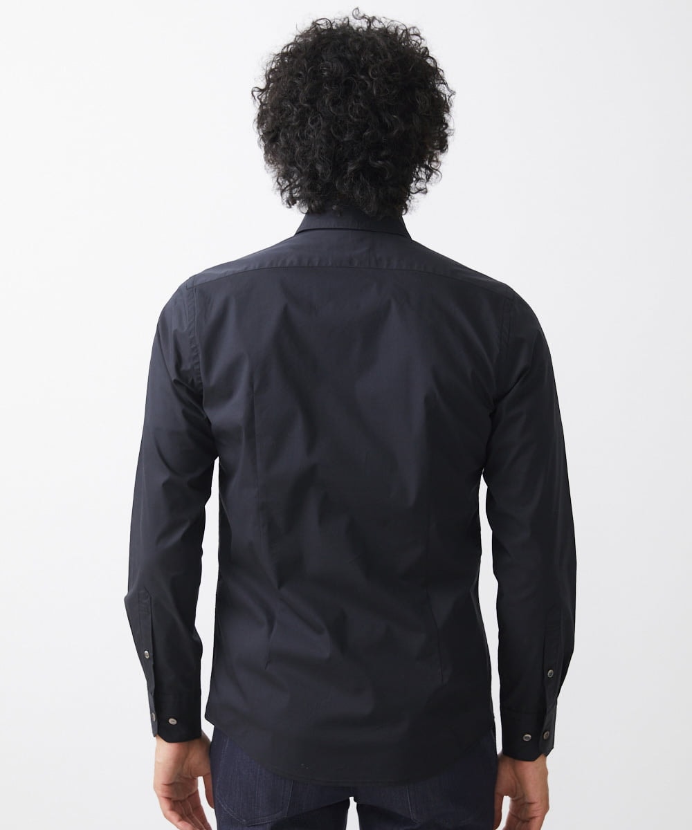 MNBJX58230 MICHEL KLEIN HOMME(ミッシェルクラン オム) スマートストレッチ長袖シャツ ブラック