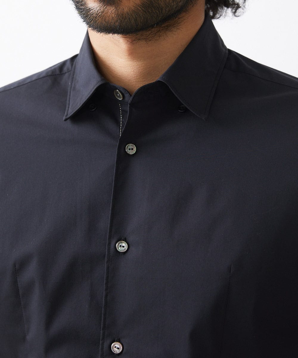 MNBJX58230 MICHEL KLEIN HOMME(ミッシェルクラン オム) スマートストレッチ長袖シャツ ブラック