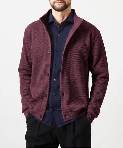 MNCAI50270 MICHEL KLEIN HOMME ウェーブ柄スタンドカラーボタンカーディガン