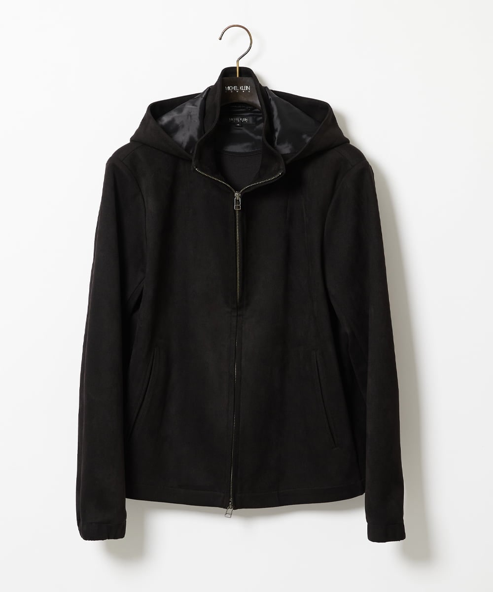 MNCAI64350 MICHEL KLEIN HOMME(ミッシェルクラン オム) 【セットアップ】スエードジップアップパーカー ブラック