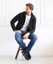 MNCAI64350 MICHEL KLEIN HOMME(ミッシェルクラン オム) 【セットアップ】スエードジップアップパーカー ブラック