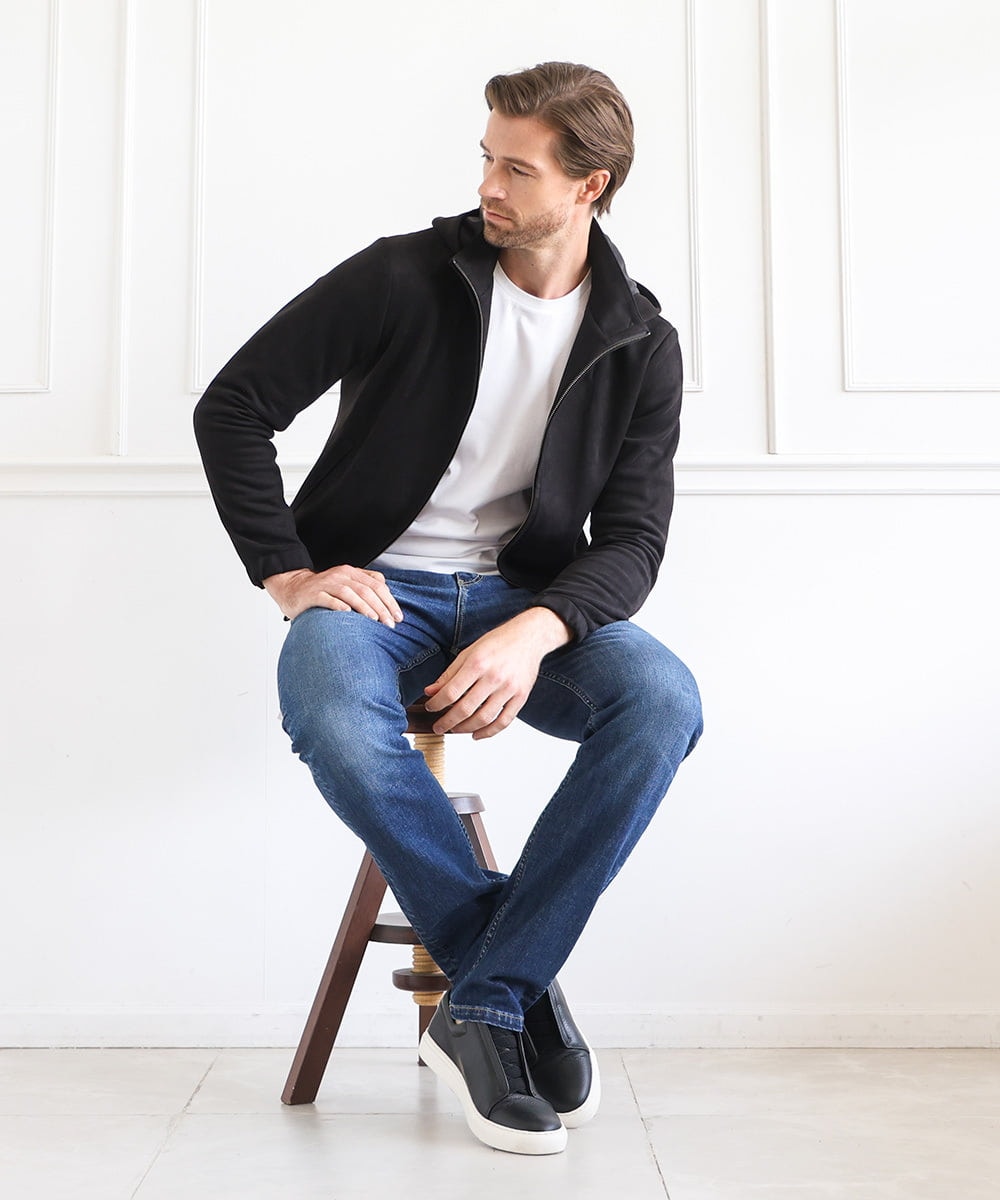 MNCAI64350 MICHEL KLEIN HOMME(ミッシェルクラン オム) 【セットアップ】スエードジップアップパーカー ブラック