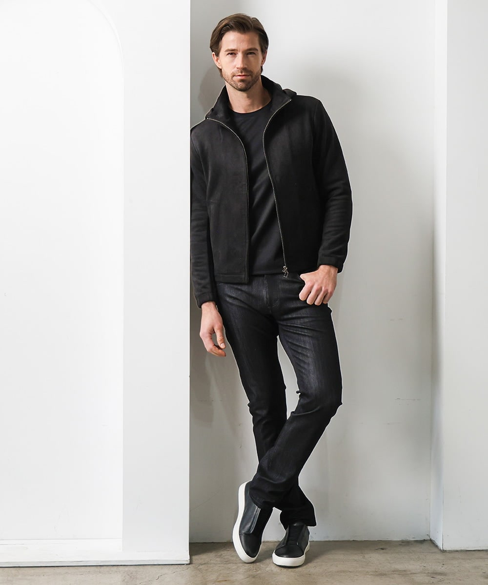 MNCAI64350 MICHEL KLEIN HOMME(ミッシェルクラン オム) 【セットアップ】スエードジップアップパーカー ブラック