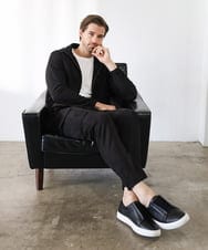 MNCAI64350 MICHEL KLEIN HOMME(ミッシェルクラン オム) 【セットアップ】スエードジップアップパーカー ブラック