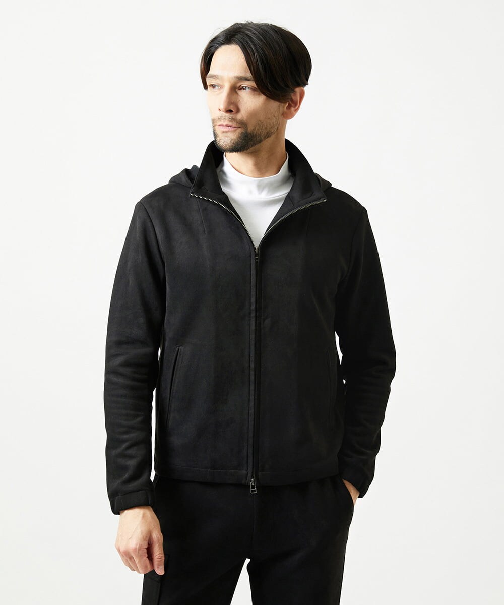 MNCAI64350 MICHEL KLEIN HOMME(ミッシェルクラン オム) 【セットアップ】スエードジップアップパーカー ブラック