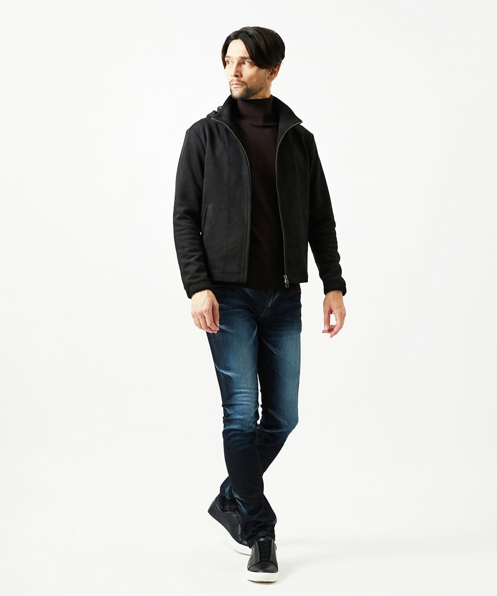 MNCAI64350 MICHEL KLEIN HOMME(ミッシェルクラン オム) 【セットアップ】スエードジップアップパーカー ブラック