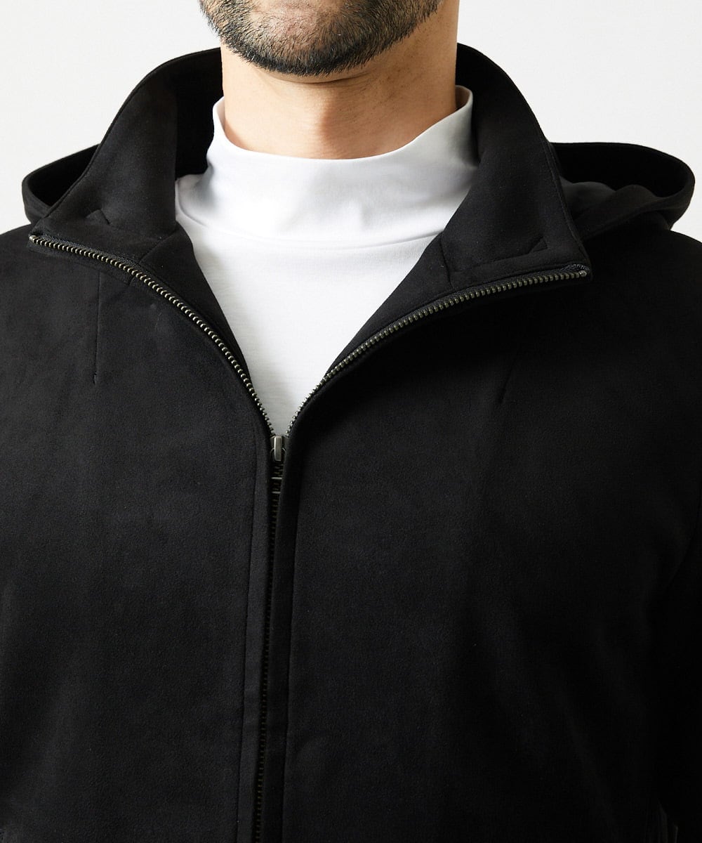 MNCAI64350 MICHEL KLEIN HOMME(ミッシェルクラン オム) 【セットアップ】スエードジップアップパーカー ブラック
