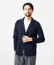 MNCIF71360 MICHEL KLEIN HOMME(ミッシェルクラン オム) 《日本製》ブロックショールカラーカーディガン ネイビー